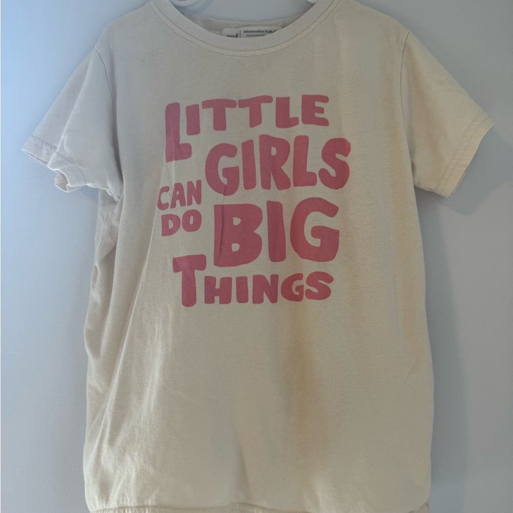 Cream Kids T-Shirt with Pink Print